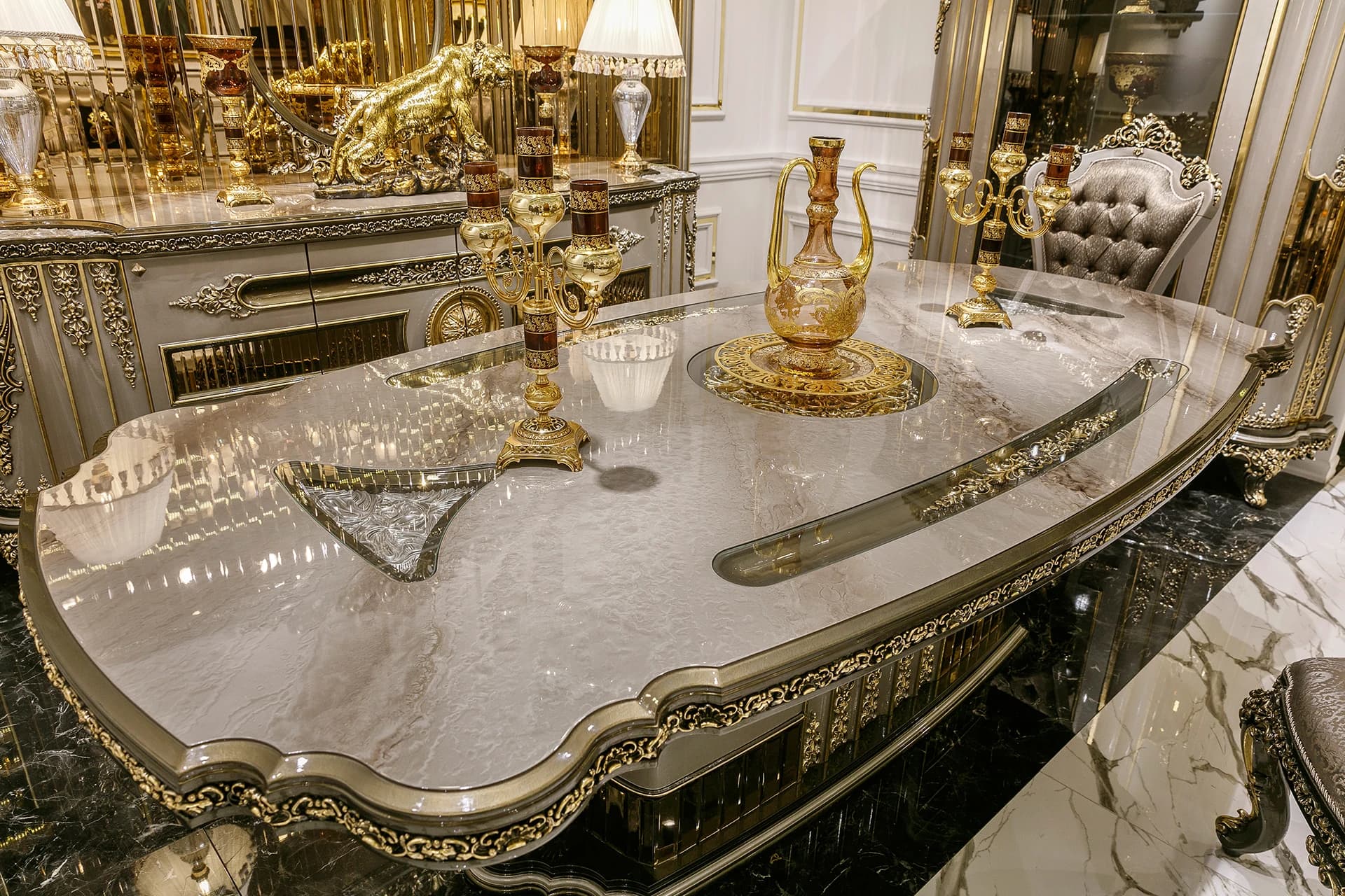 Versace Klasik Yemek Odası Takımı