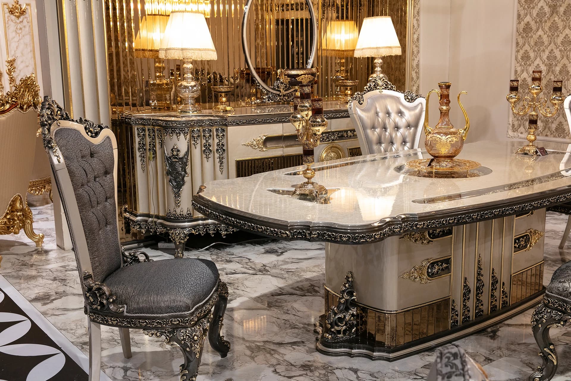 Versace Klasik Yemek Odası Takımı