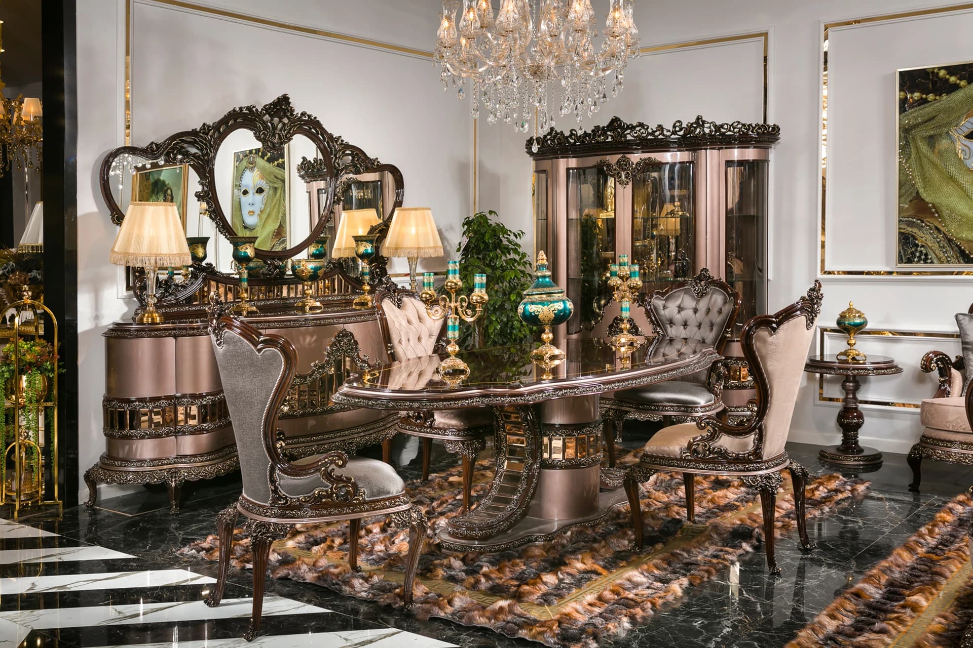 Zümrüt Klasik Yemek Odası Takımı